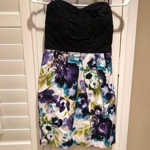 Short floral strapless dress